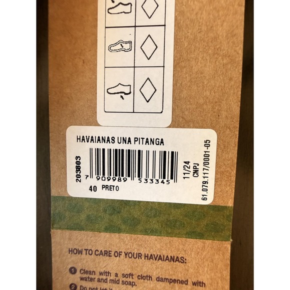 Havaianas Una Pitanga Sandals Womens Black Rubber Strappy Flat Size 11 - Picture 6 of 16